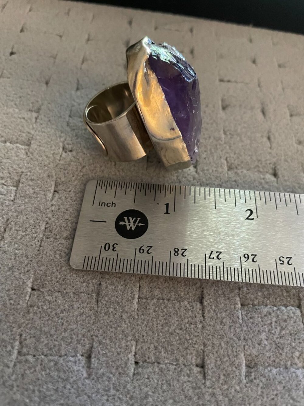 Vintage Silver Statement Ring Amethyst Size 8 Handmade Artisan Signed CAROL $350 - Picture 13 of 16